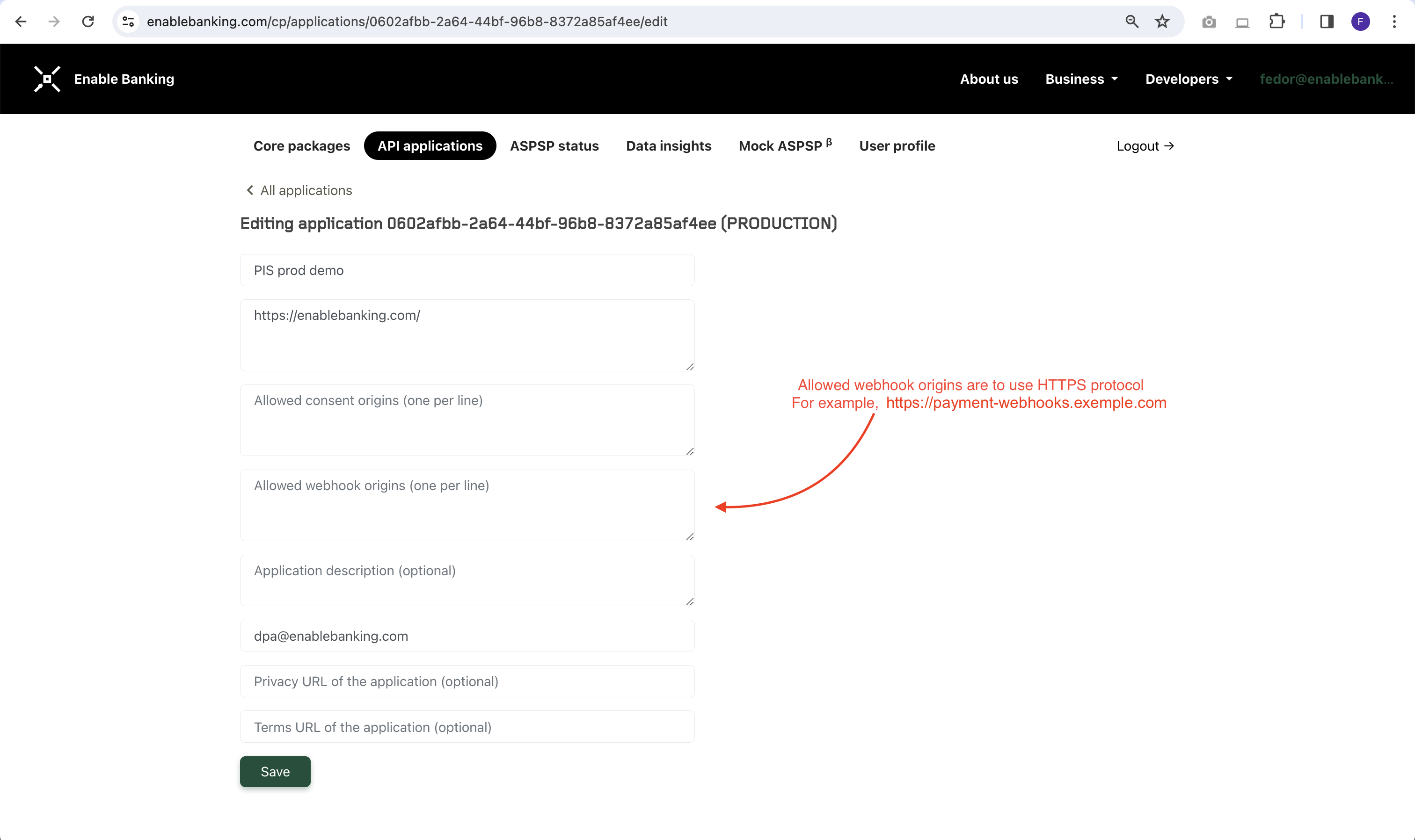 Allowed webhook origins
